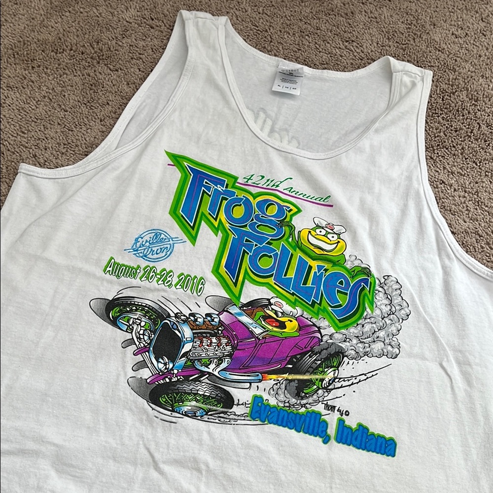 Vintage Gildan White Frog Life Tank Top